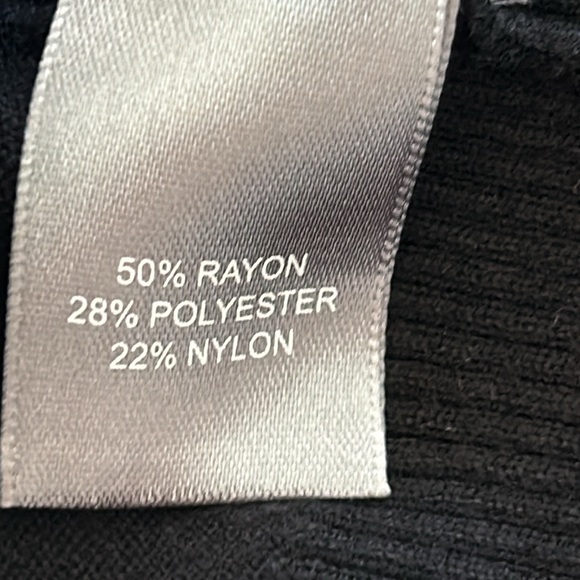 Marled Black Rayon Blend Sweater w Gathered Pouf Shoulders Long Sleeves XL - Picture 8 of 10